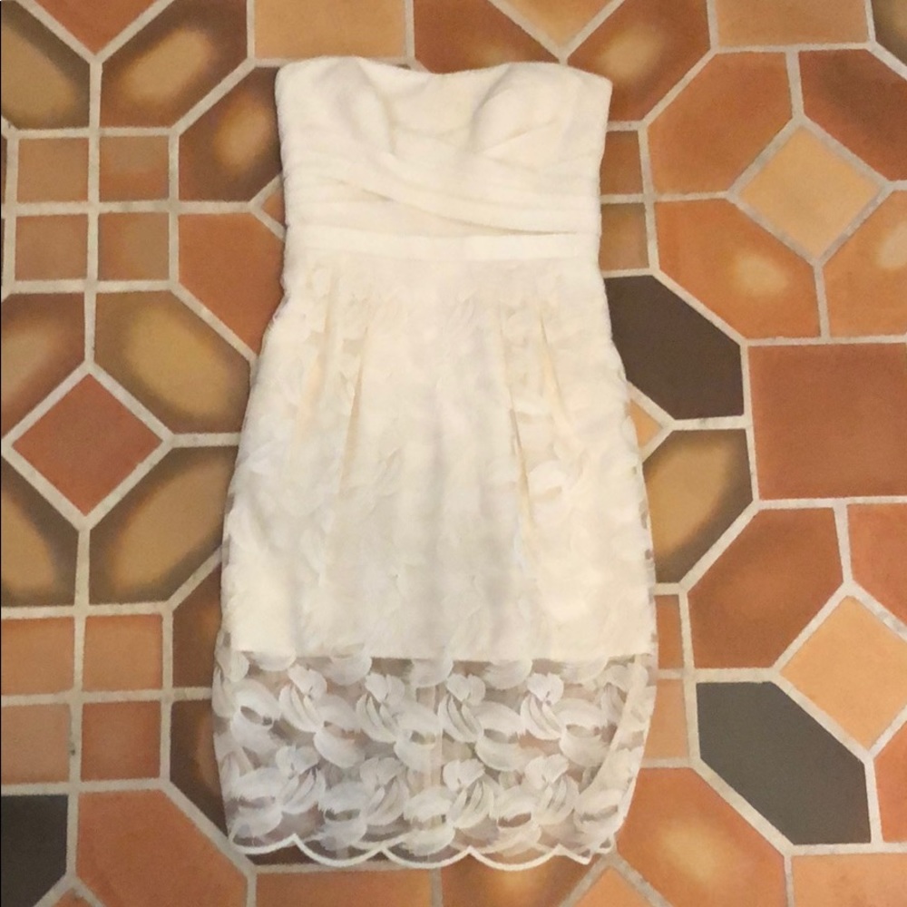 Strapless off-white dress